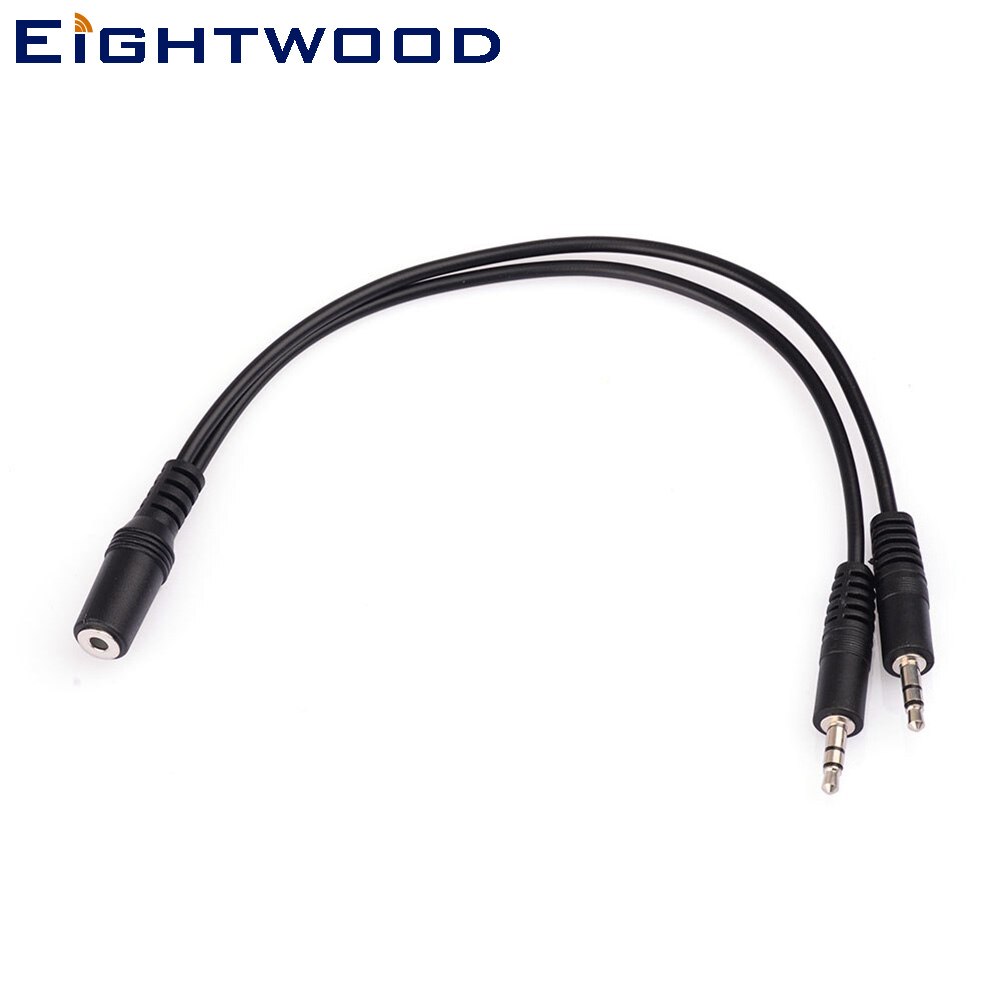 Eightwood RF Coaxial Cable 3.5mm 4 Pin to 2x3 Pin 3.5mm Headset Splitter Adapter