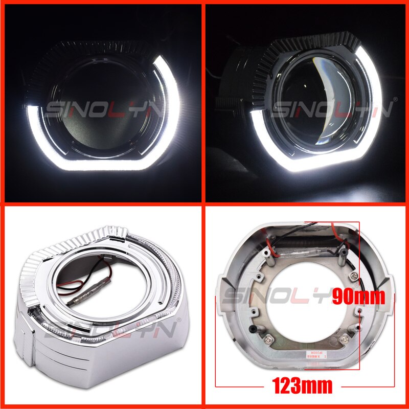 Sinolyn-proyector LED de Ojos de Ángel, faro DRL, bisel de lentes, bisel de lentes, 2,5 '', H1 WST, accesorio de lente de faro bi-xenón: B shrouds