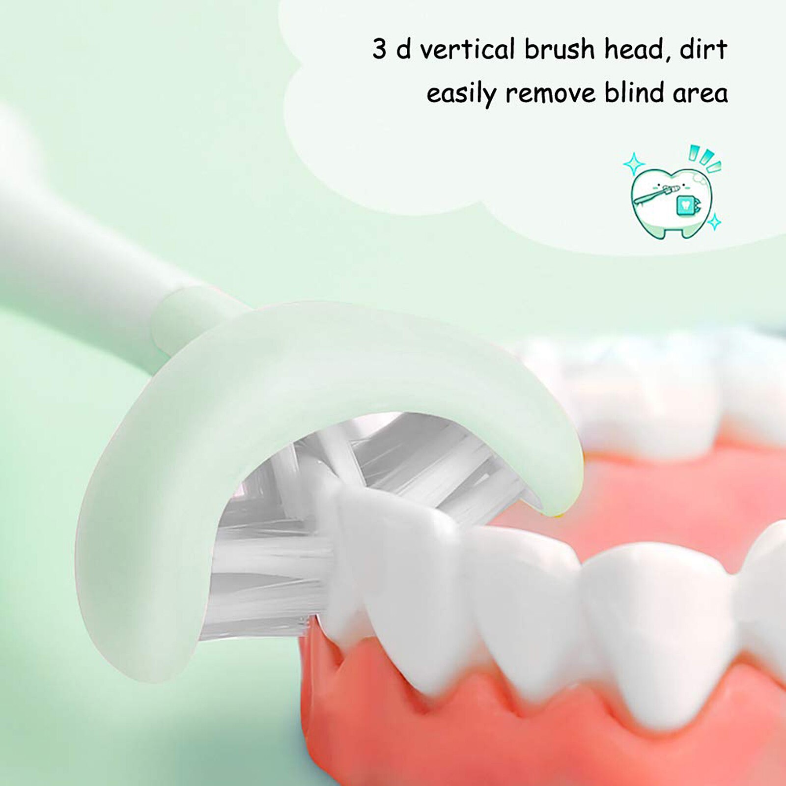 Waterdichte kindertandenborstel, zachte u-vormige tandenborstel voor kinderen, 3 usb-oplaadfunctie, 3 tandenreiniger