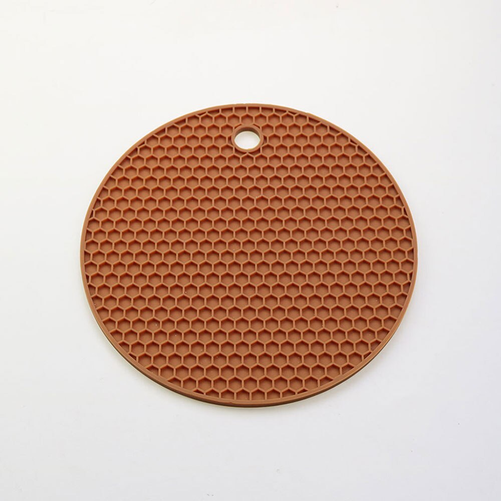 Round Heat Resistant Silicone Honeycomb Mat Drink Cup Coasters Non-slip Pot Holder Table Placemat Kitchen Tools Accessories: Pink