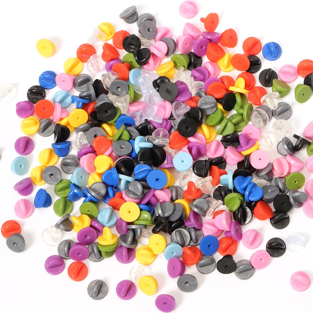 50pcs Rubber Pin Backs Brooch Bukle Button Clasp Clutch Care Cap Nail Tie Back Stoppers Squeeze Badge Holder Jewelry Accessories