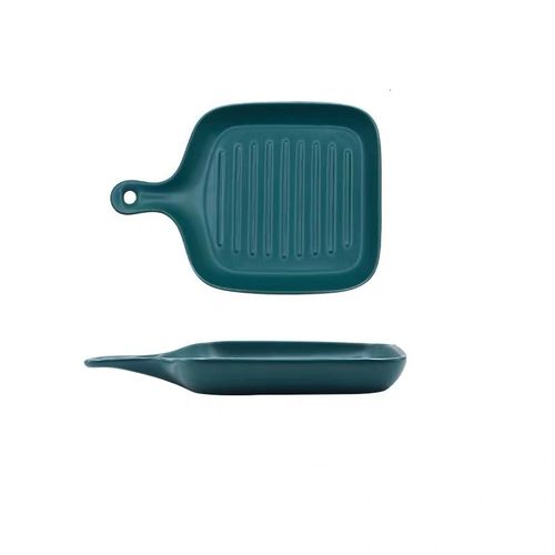 Nordic ceramic dish oven dish baking dish barbecue dish baking dish deep dish flat dish restaurant tableware household: green