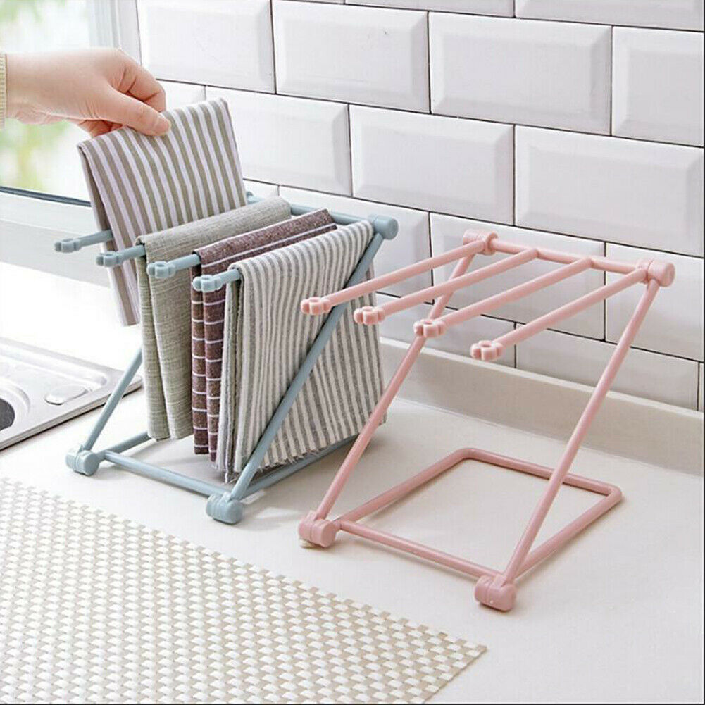 Foldable Vertical Rag Mug Rack Holder Cup Storage Stand Kitchen Organizer