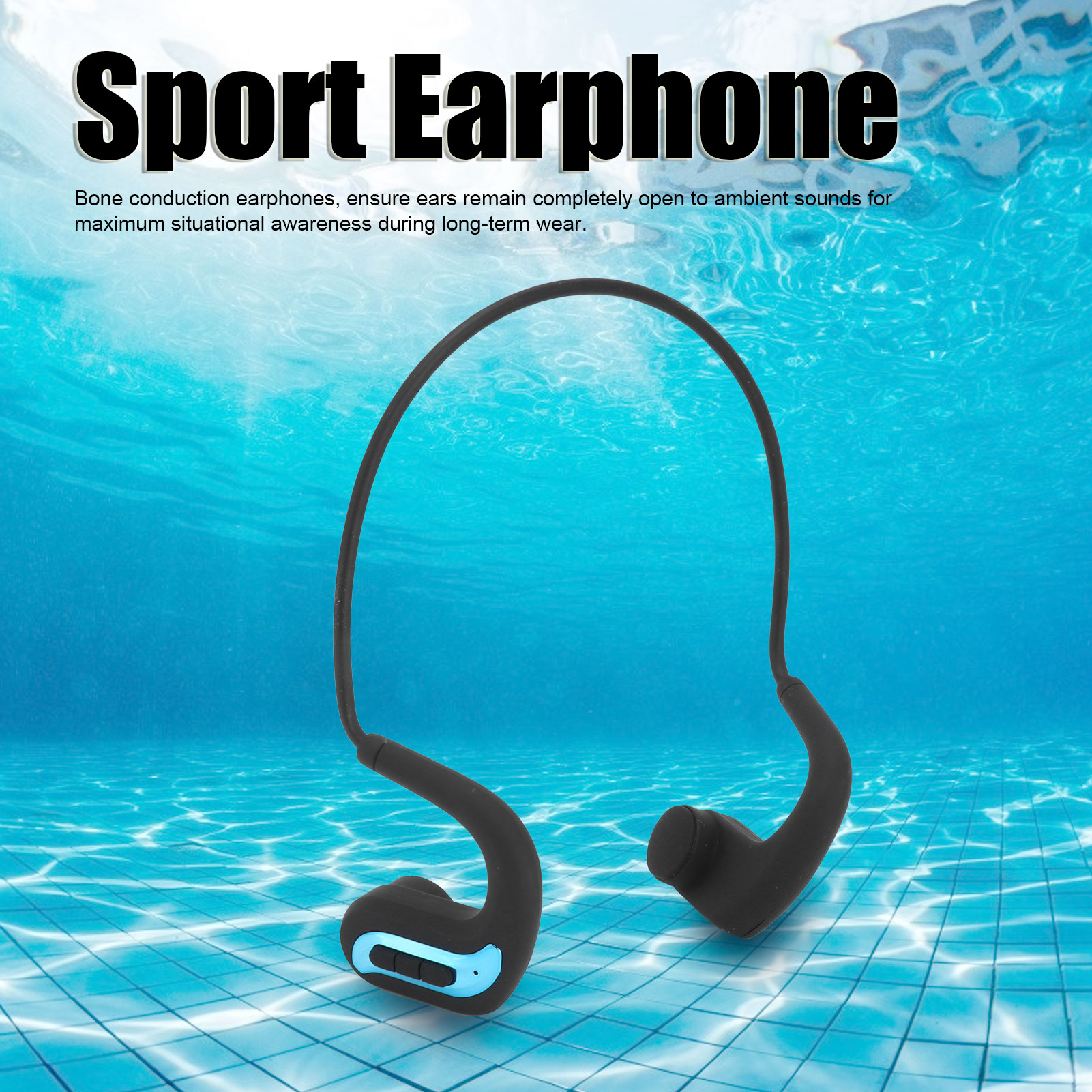 Bluetooth-hörlurar benledningshörlurar  ip68 vattentäta trådlösa bluetooth-headset för simning hörlurar simheadset