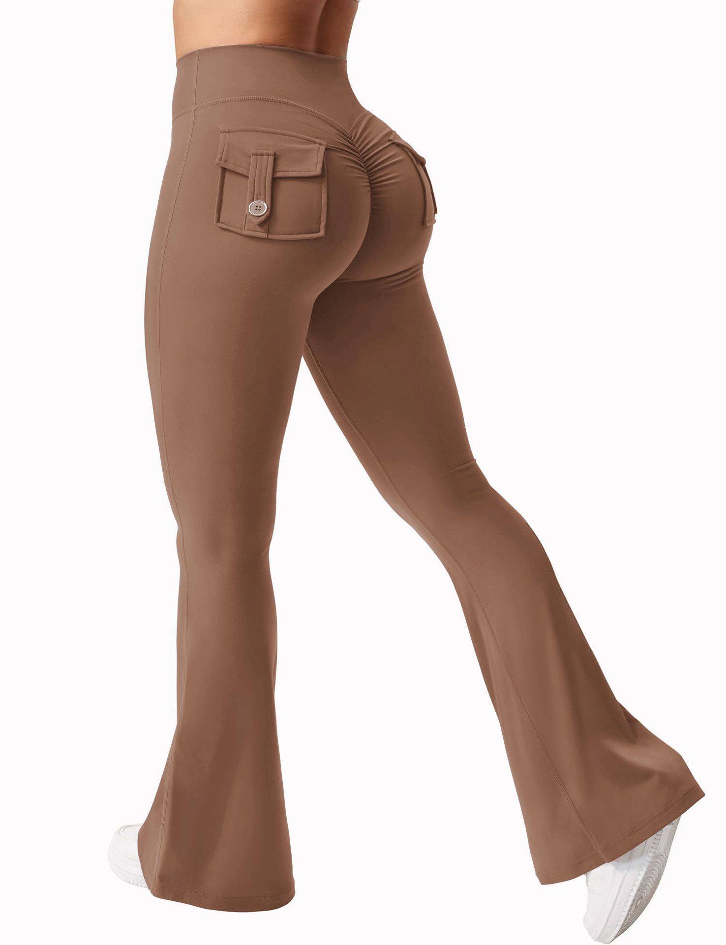 Neueste Damen-Yoga-Gamaschen mit weitem Bein und hohem Stretchanteil, nacktes Gefühl, Kompressions-Fitness-Arbeitskleidung mit Taschen, Yoga-Schlauch ﻿