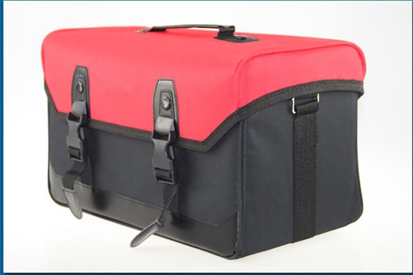 Bred mund værktøjstaske klud værktøjsopbevaringstasker med skulderrem til elektriker, vvs, havearbejde , 36 x 19 x 20cm: Rød