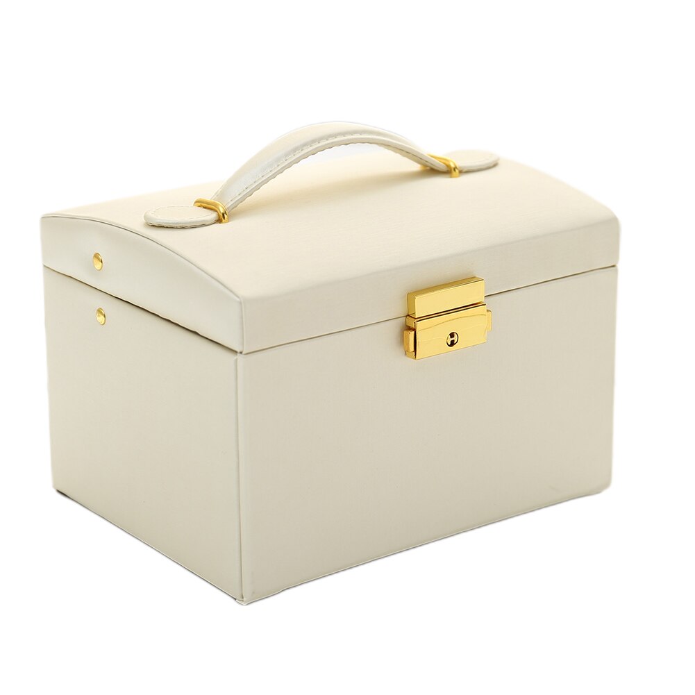 Jewellery Box Rings Necklaces Bracelets Jewelry Storage Organiser Drawer Cabinet 3-Layers 2-Drawers Carrying Storage Case: White