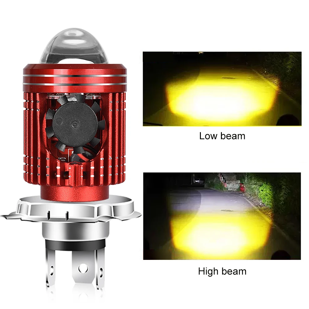 Bombilla para faro de motocicleta, 10000LM, H4/H6, 12V, focos LED para Moto, lente CSP, lámpara Hi Lo blanca y amarilla, accesorios para patinete, luces antiniebla: Verde militar