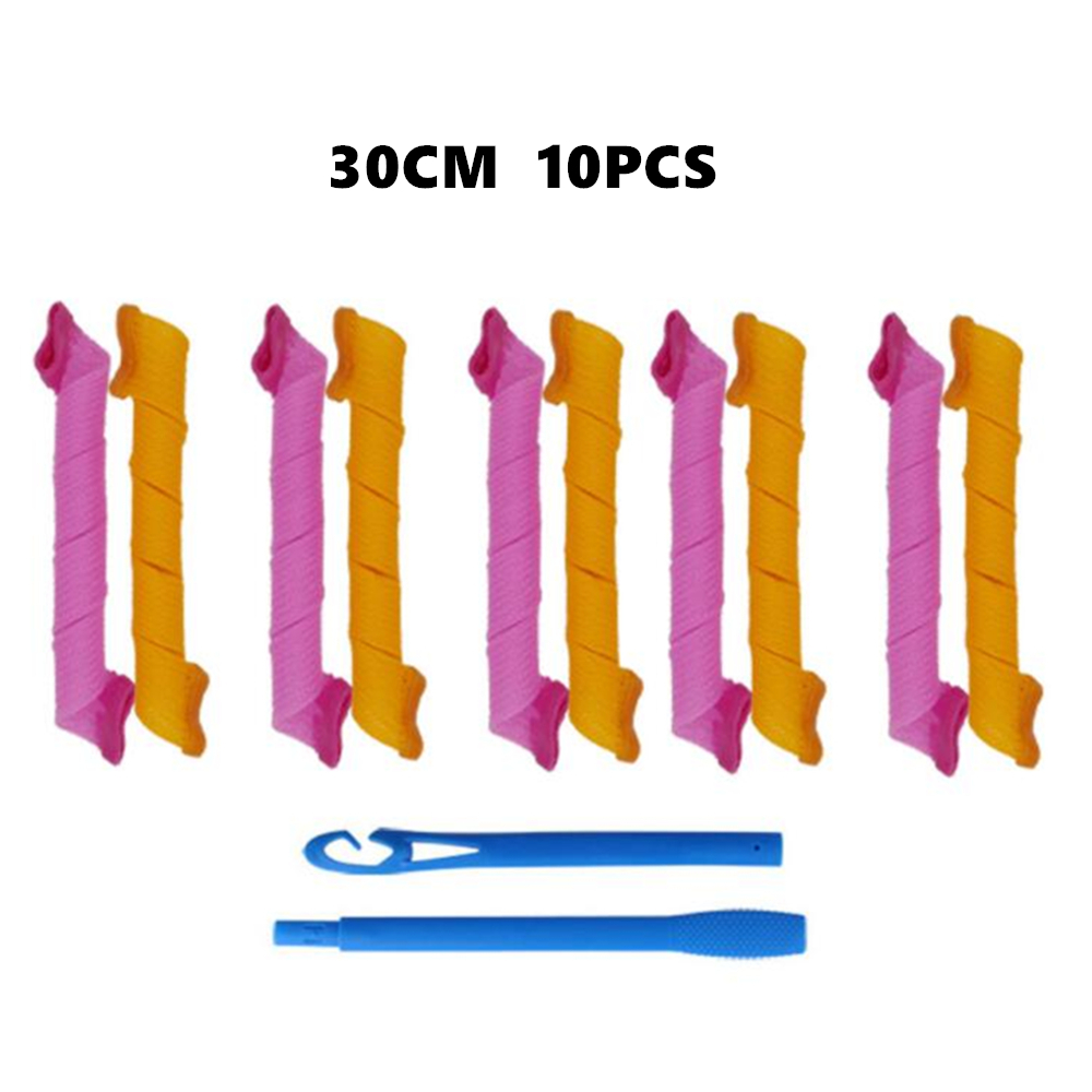 Bigodino di capelli magico senza calore bigodini di capelli fai da te bigodini rullo di acconciatura rullo a spirale formatori di onde strumenti per lo messa in piega dei capelli 30/45/55/65cm: 30cm 10pezzi