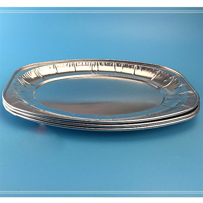 20 stücke Einweg Oval Tellern Aluminium Folie Tablett Gerichte Geschirr für Gastronomie BBQ Bankett Parteien (Zufällig Stil