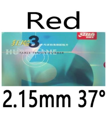 DHS NEO Hurricane 3 NEO Hurricane3 NEO Hurricane-3 Pips-In Table Tennis PingPong Rubber with Orange Sponge 2.15-2.2mm: red 2.15mm H37