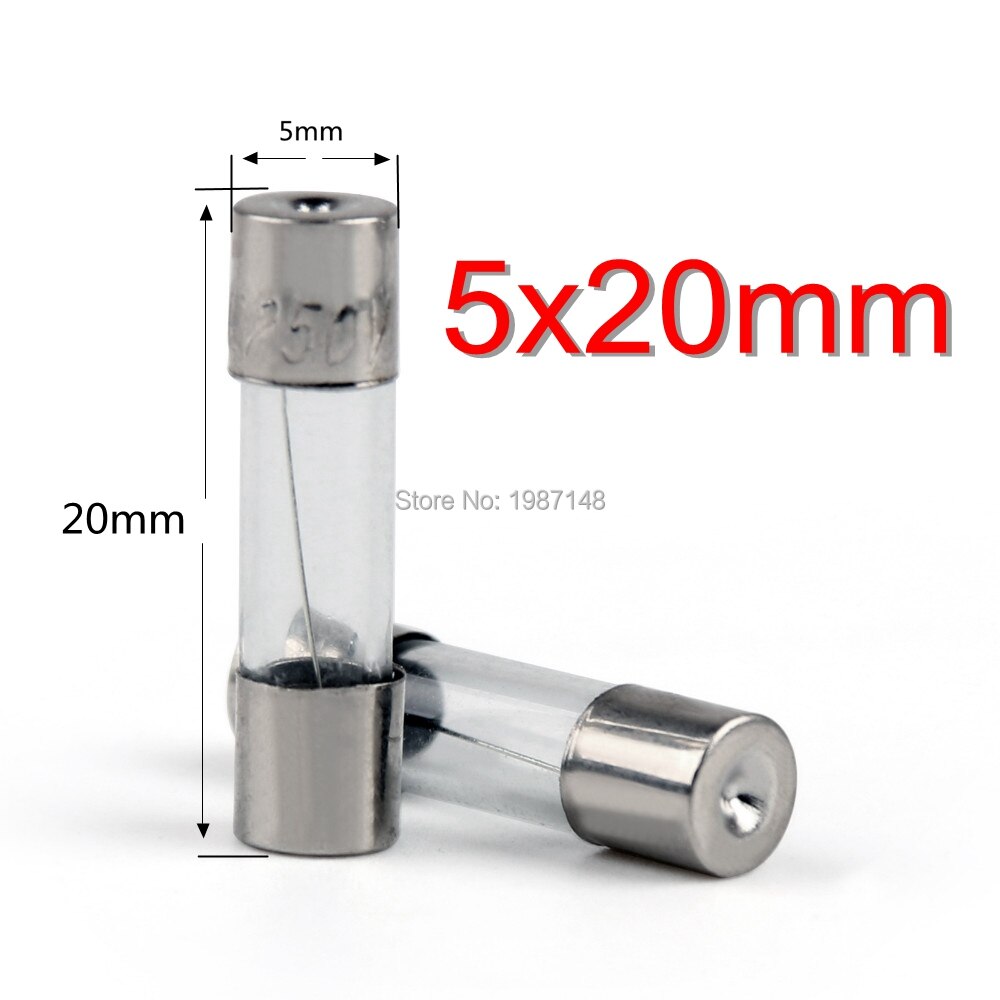 20 Stks/partij 5*20 Mm 2A 250V Trage Zekering 5*20 T2A 250V Glas Zekering 5mm * 20 Mm En Originele