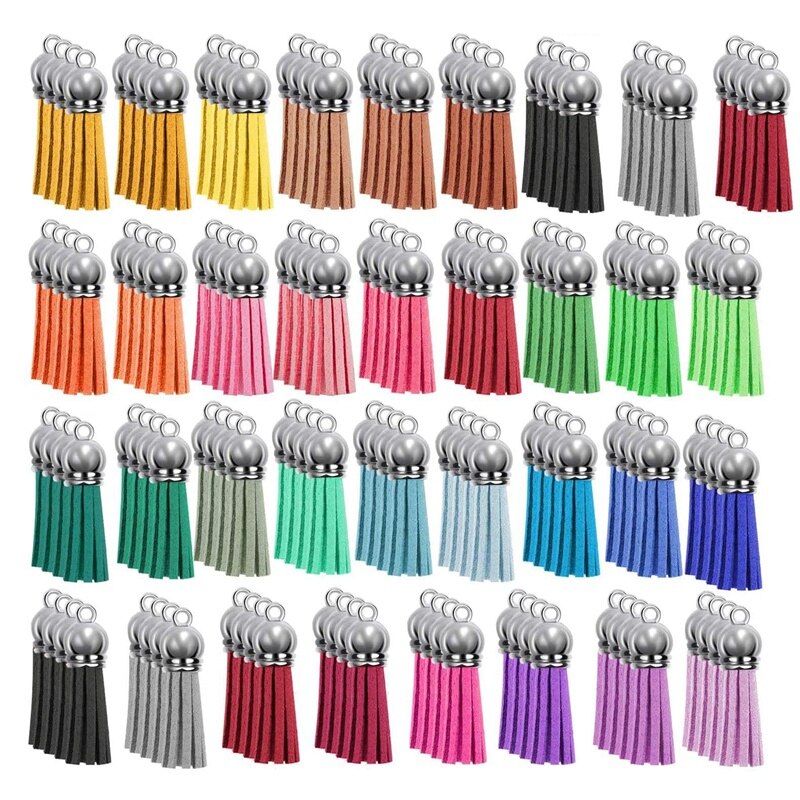 Set van 140 kwastjes sleutelhangers voor doe-het-zelf leren hangers, sleutelhangers en acryl sieradenaccessoires.