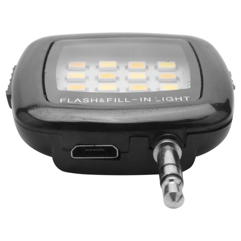 3.5Mm Smart Selfie 16 Led Camera Flash Licht Invullen Voor Mobiele Telefoon Zwart