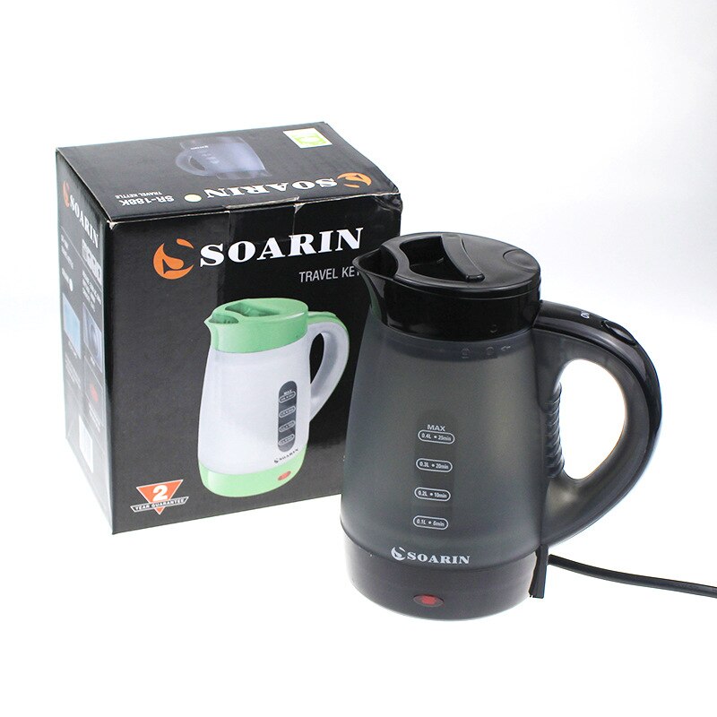 Mini tetera eléctrica de 0,4 l, tetera de plástico pp, portátil, de viaje, 600W, pequeña potencia, tetera eléctrica para dormitorio de estudiantes