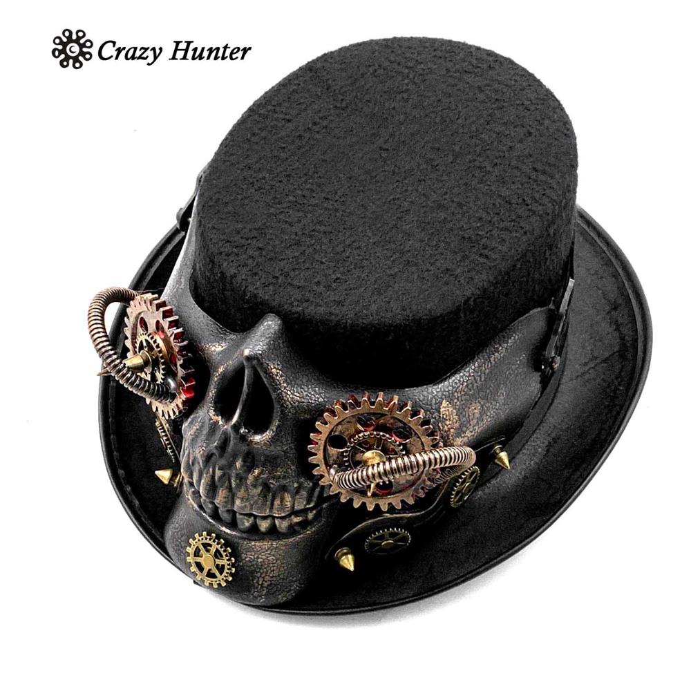Mannen Steampunk Skeleton Top Hoed Gothic Schedel Gears Party Versnellingen Punk Hoed