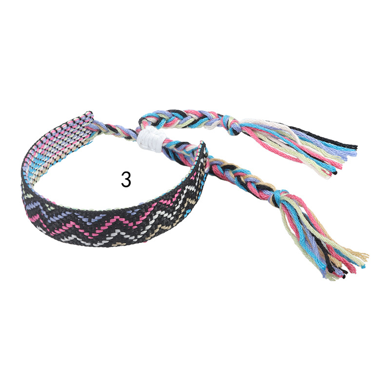 Nepal etnico tessuto braccialetto fatto a mano amicizia treccia corda tessuto cinturino a mano ricamo braccialetto nappe coppia Boho Wrap donna uomo: Luce di Colore Giallo Oro