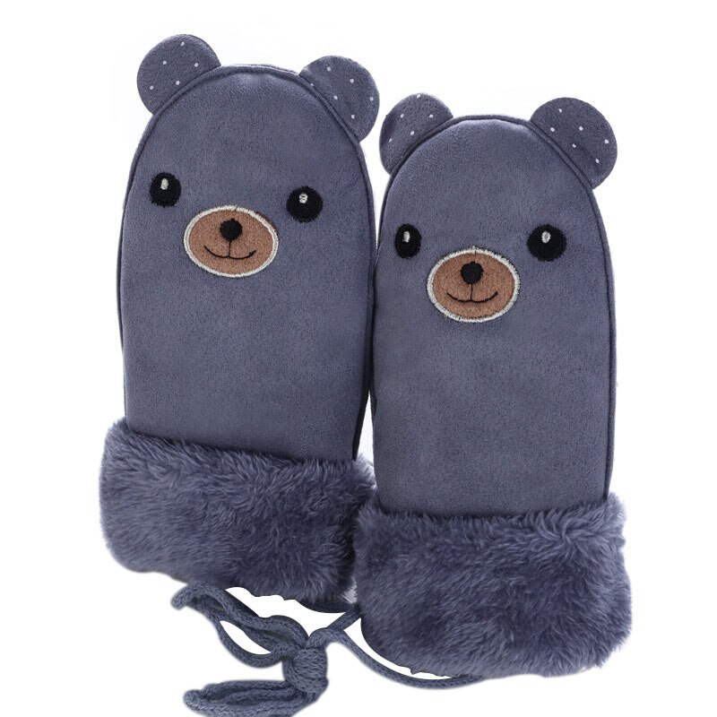 Winter kinder jongens meisjes winter handschoenen beren patroon zachte dikke sneeuwbal vechthandschoenen