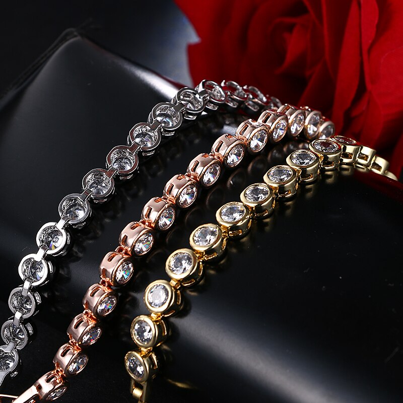 EMMAYA Top Exquisite Round Cz Bracelet Rose Gold-Color Bracelet Austrian Crystals Jewelry Big Discount