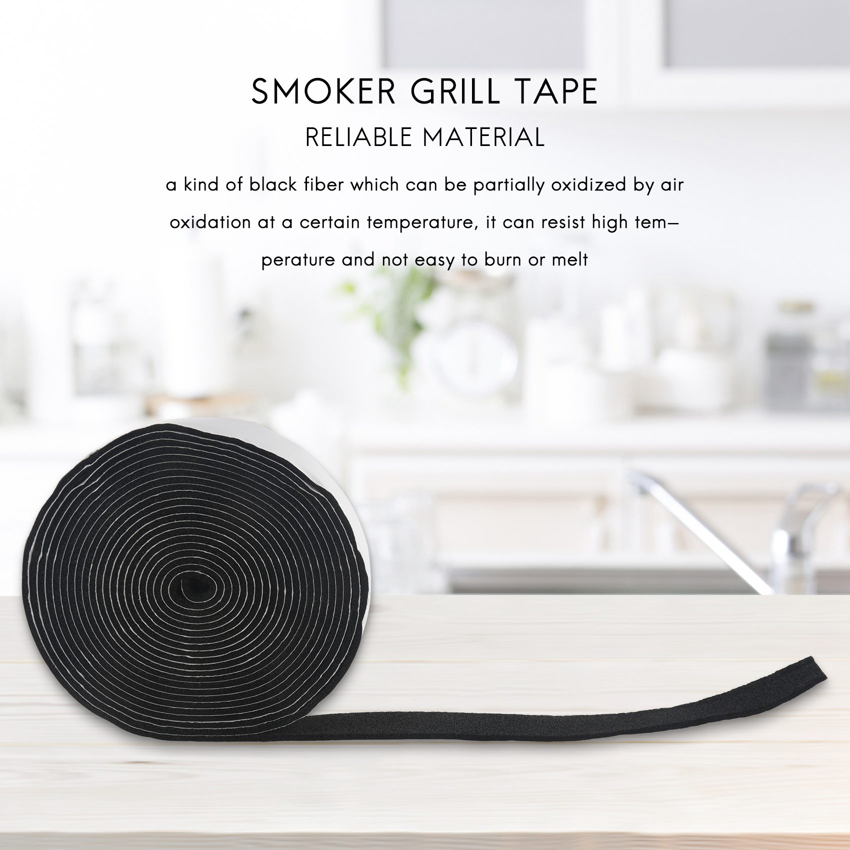 BBQ-rokerpakking Zelfklevende grilltape Grillafdichting op hoge temperatuur Zelfklevende pakking 2-pack