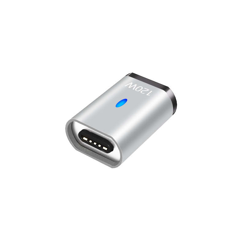 Magnetischer USB-C-Adapter, 120 W, schnelles Aufladen, 480 MB, Magnetkonverter für iPad, MacBook Pro, Oberfläche 7, Huawei, MI, OPPO-Schalteranschluss: Elfenbein