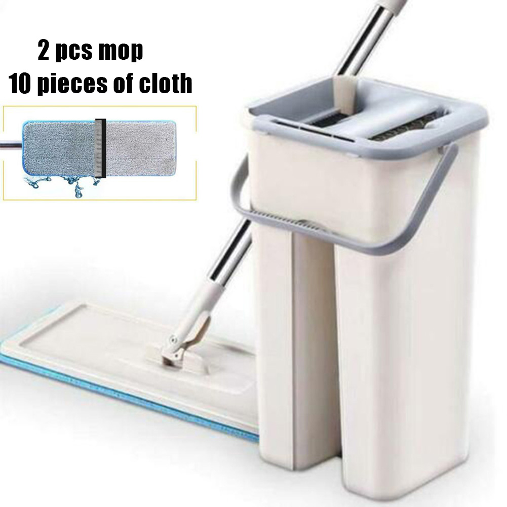 Støv guiden moppe rengøringsværktøjssæt let vask flise marmorgulv til hjemmekøkken  h99f: 2 stk moppe 10 klude
