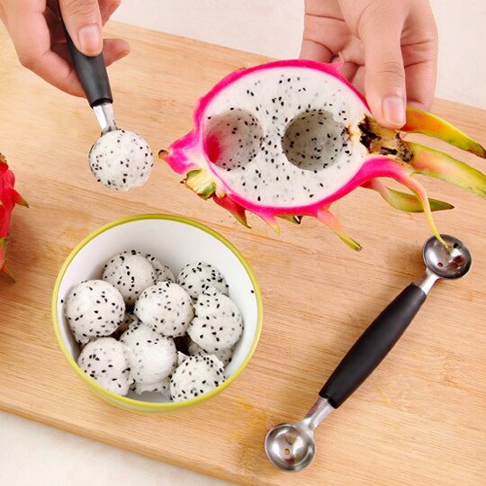 Accesorios de cocina multifunción, cuchara de helado de melón de doble extremo, sorbete, postre, frutas y verduras, utensilios de cocina, 1 ud.