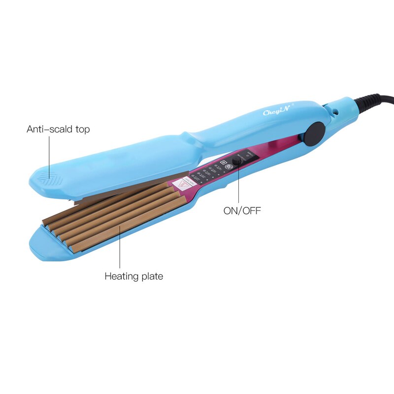 Plancha de pelo electrónica onduladora de titanio, plancha de pelo con placa de maíz, herramientas de estilismo de hierro corrugado