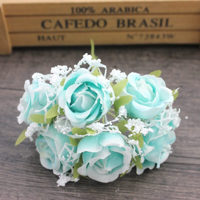 6 stk 2cm silke kunstig rose blomsterbukett til bryllupsdekorasjon scrapbooking dekorativ krans diy håndverk blomst