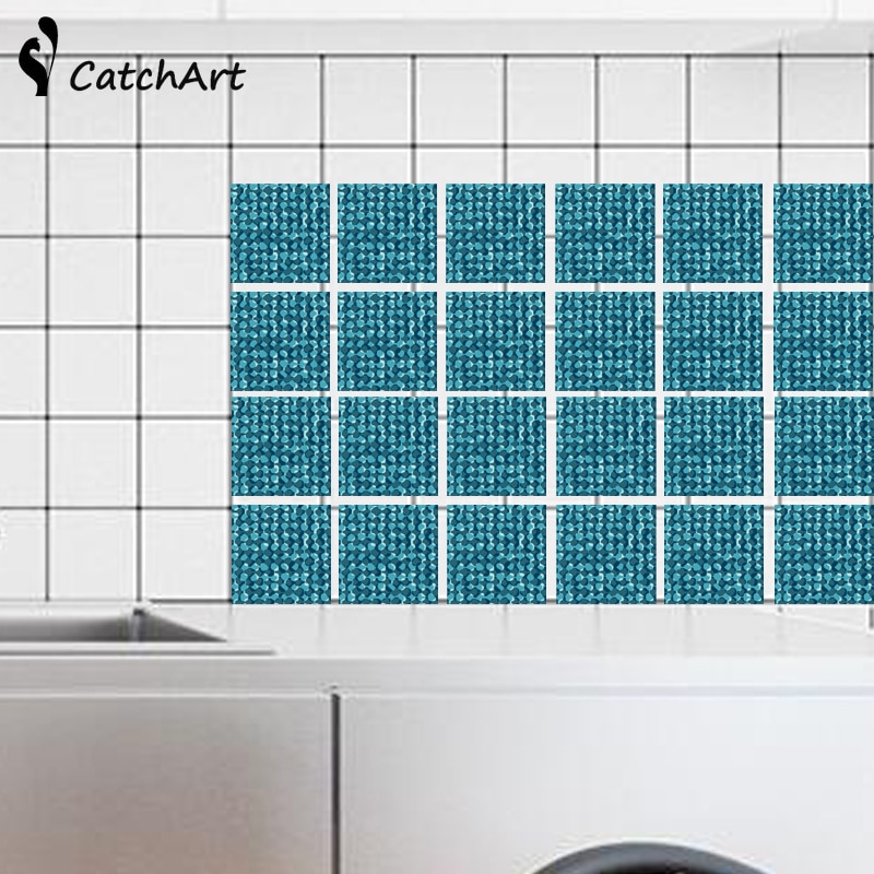 Retro Mosaic Tiles Stickers Waist Line Wall Sticker Kitchen Bathroom Toilet Border Waterproof Self adhesive Decals