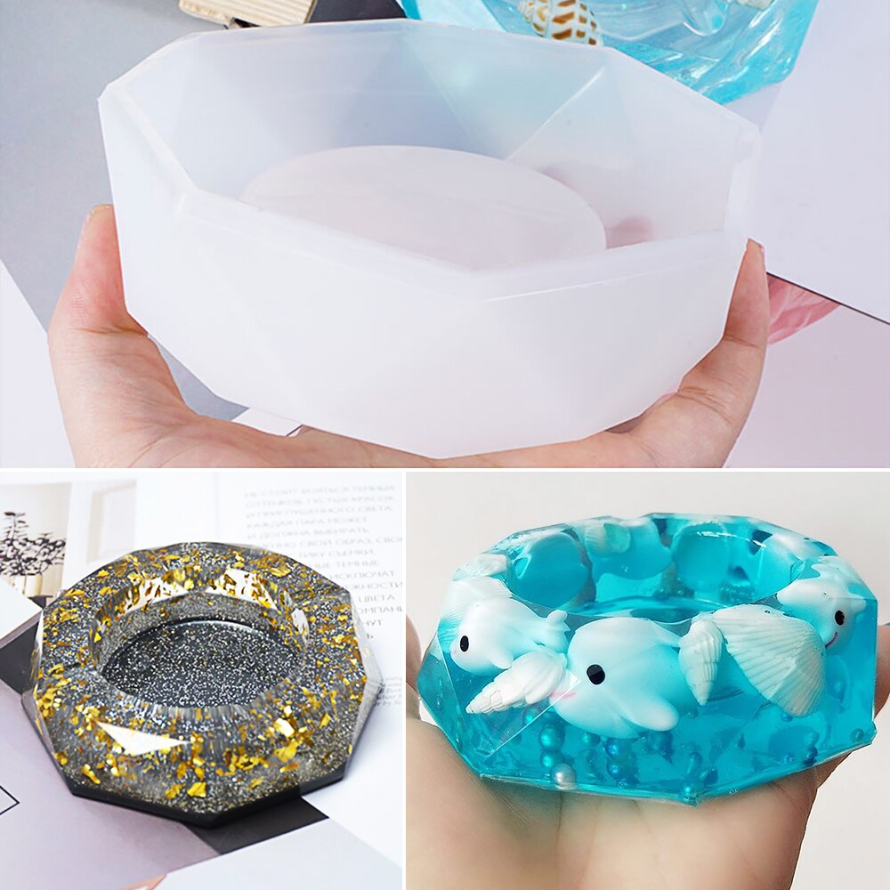 Cenicero transparente de resina UV para manualidades, 1 unidad, resina epoxi de silicona, combinación de moldes para DIY, accesorios de joyería
