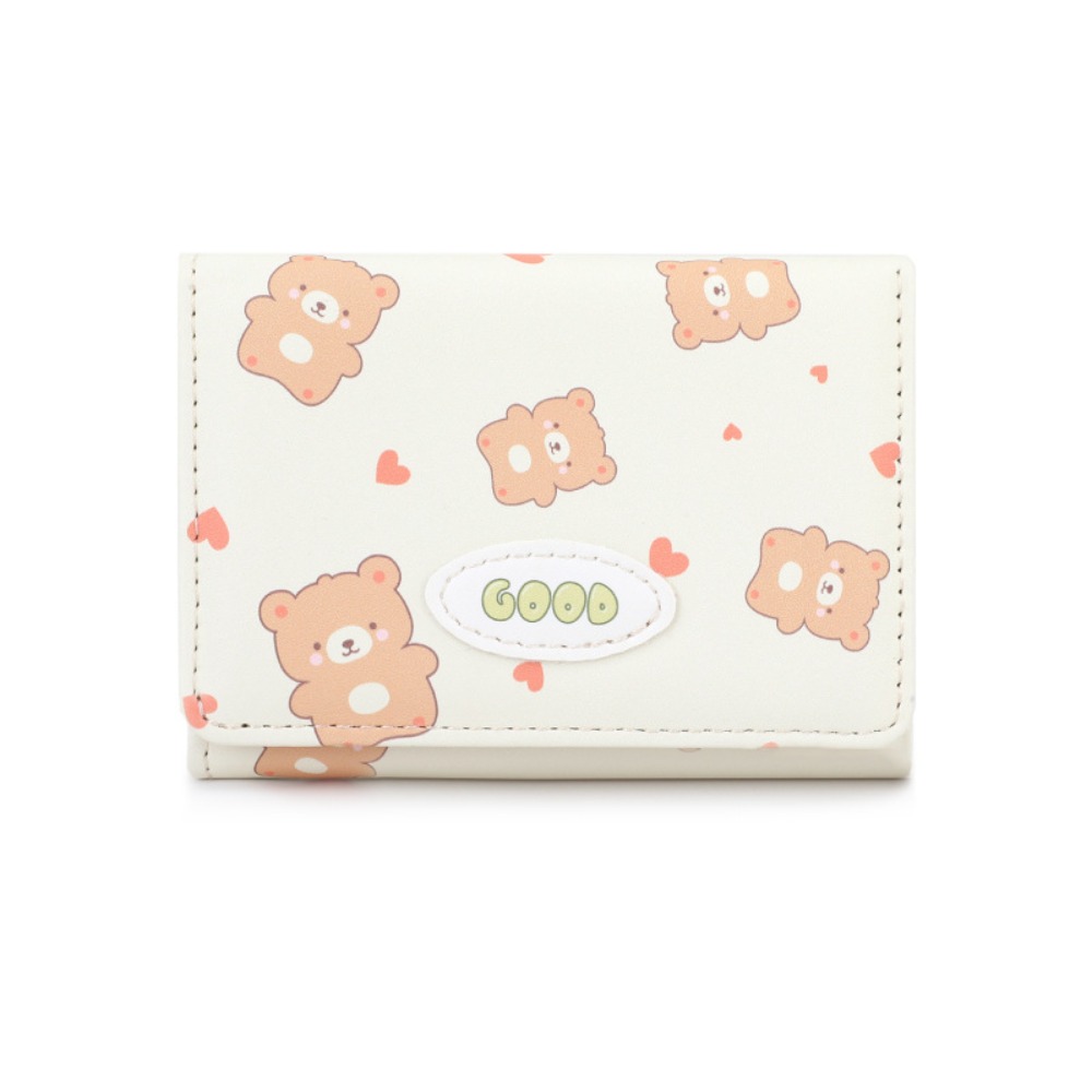Kreative Bär Drei-fach Brieftasche Cartoon Koreanischen Stil Kurze Brieftasche PU Leder Karte Halter Frauen Geldbörse Student: Grau