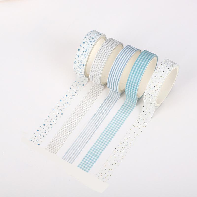 5 rollen/set kleurrijke print washi tape japans papier diy planner afplaktape plakband sticker decoratieve briefpapier tape: 5