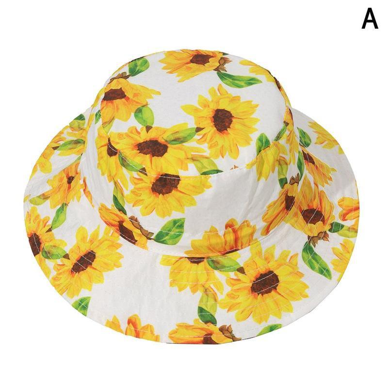 Sombrero de Sol para bebé, gorra para niños y niñas, Panamá, protección, playa, cubo, estampado de flores, gorros para niños, UV Cartoo N9U3: yellow / M