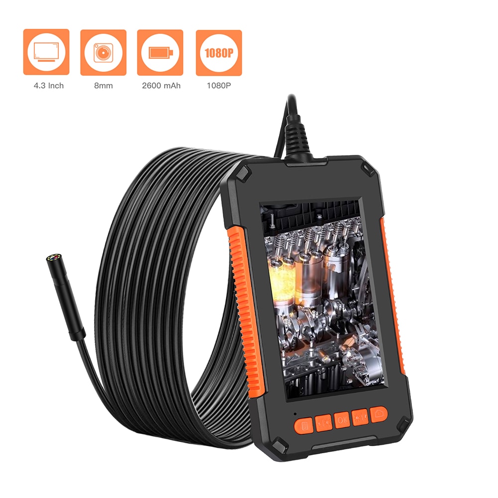 4.3 tommer håndholdt skærm endoskop kamera borescope inspektionskamera  ip67 vandtætte 8 justerbare led lys endoskop