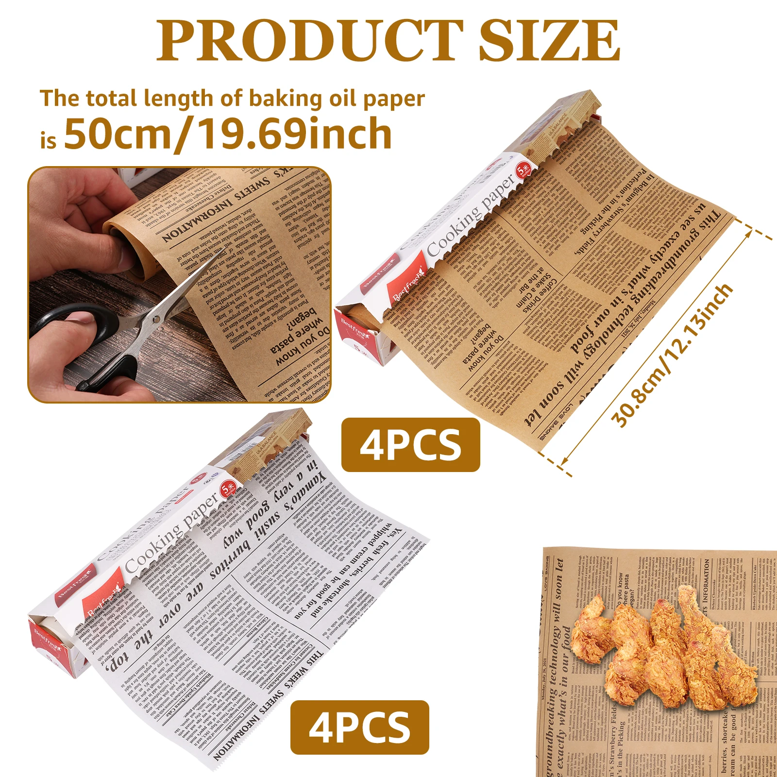 Baking Parchment Paper Roll Non Stick Baking Paper Newspaper Printing Food Wrapping Paper for Baking Cookies Bread Pizza