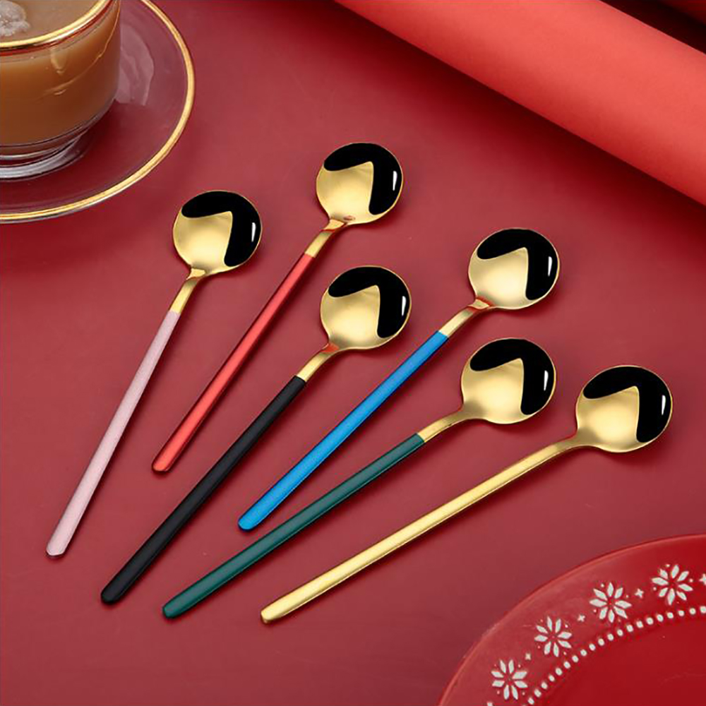 1Pcs 304 Stainless Steel Spoon Small Round Spoon For Ice Cream Dessert Spoon Coffee Stirring Spoon Round Head Spoon