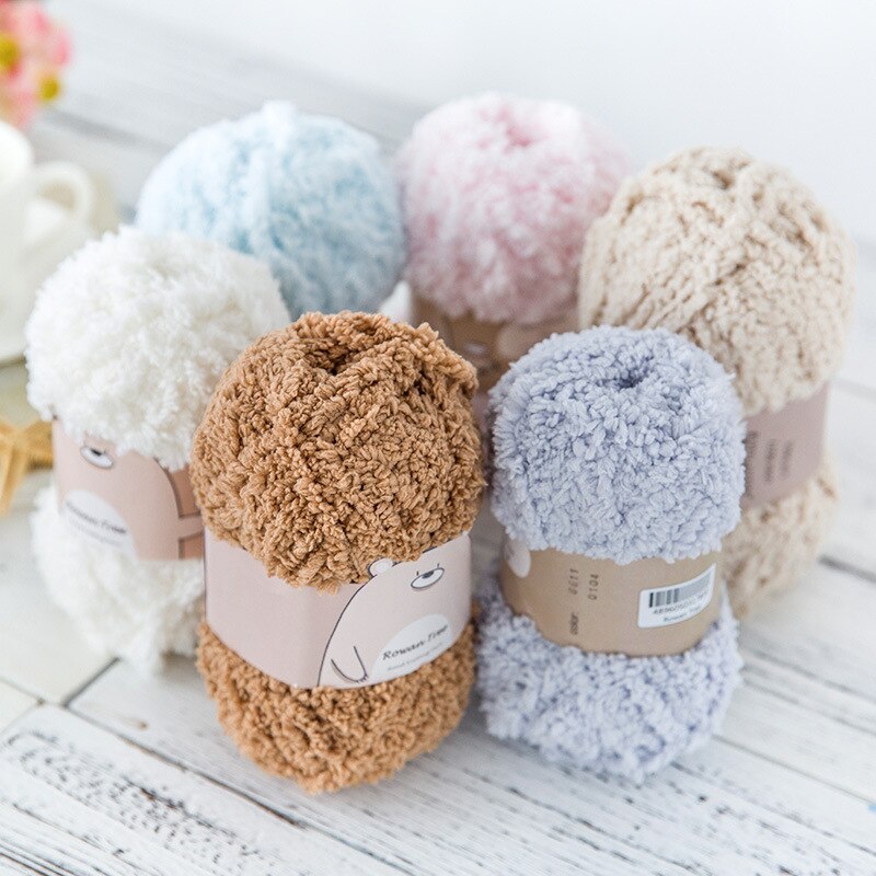 Fil doux et lisse pour tricot à la main, 50 grammes par boule, laine polaire de corail colorée, fil au Crochet, fournitures d'écharpe, de chapeau, de pull pour bébé