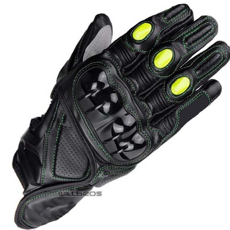 Moto gp pro S1 Racing Gloves Alpine Motocross Motorcycle Short Gloves Black Stars Leather Motorbike Gloves: Green / XL