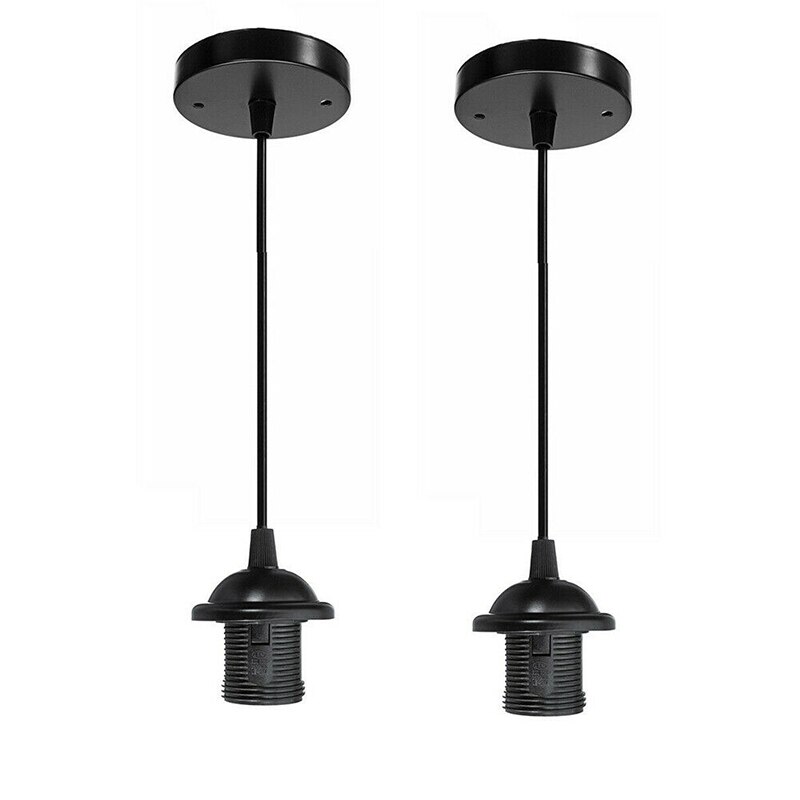 Vintage Ceiling Rose Pendant Light Fitting Light Base E27 Lamp Holder Black Metal plastic 120-220V 1m Cable Lighting Lamp Base