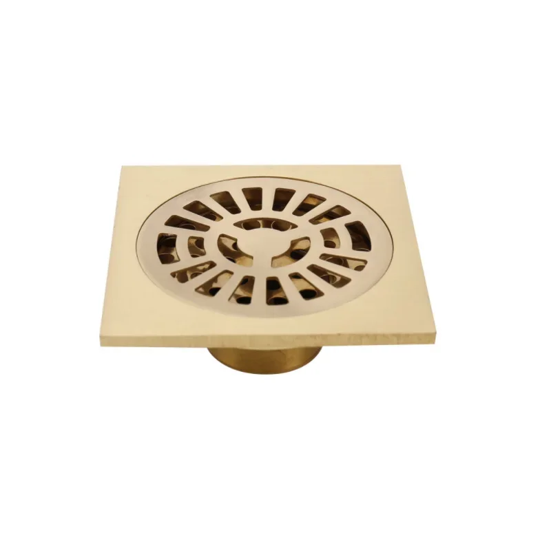 Desagüe de suelo dorado de 10x10cm, drenaje grueso de latón para prevención de olores, ducha, baño, balcón, lavadora, desagüe de suelo: Amarillo claro