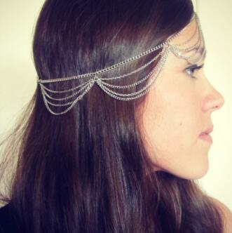 WKOUD Boho Draperen Kristal Bruid Haar Accessoires Mode Elegante Head Chain Haar Sieraden Bruiloft Kapsels Hoofddeksel: 3