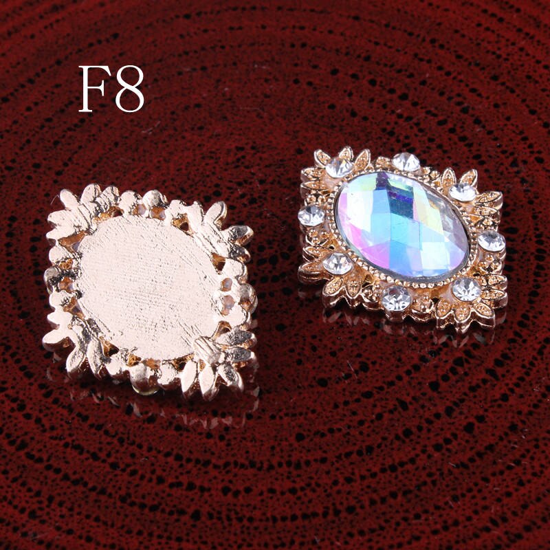 120 stuks/partij 18 kleuren bling paardenoog decoratieve platte kristalknopen voor haaraccessoires metalen strass-knopen voor knutselwerkjes: F8