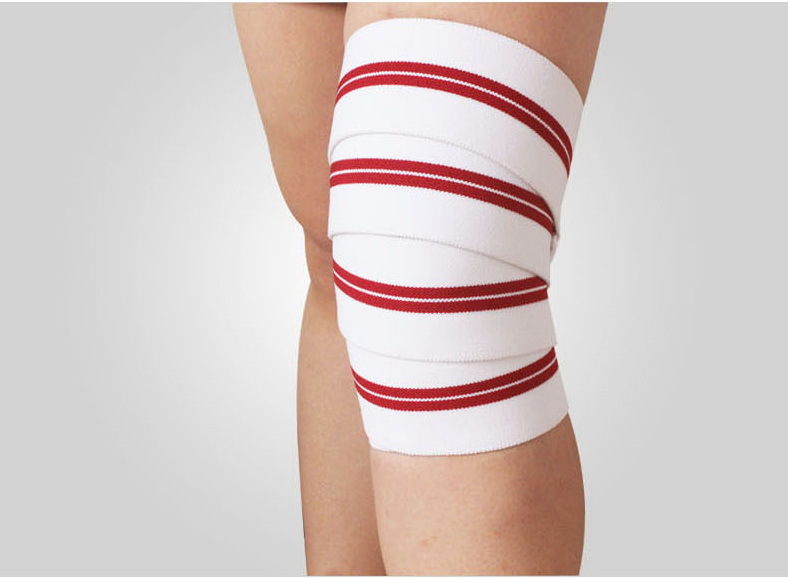 AOLIKES 2 Pcs 2M*8CM Fitness Weightlifting Knee Compression Bandages Elastic Leg Strength Training Squat Knee Joint Support Wrap: white red