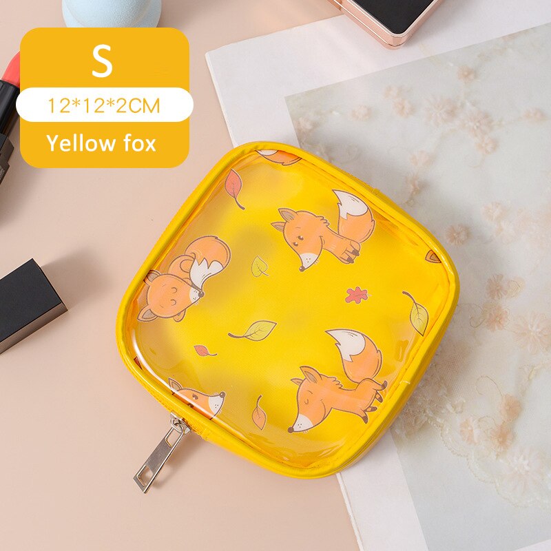 Q grote capaciteit draagbare voor vrouwen cosmetische tassen pvc doorschijnend bedrukt s/m/l/set waterdichte multifunctionele meisjes toilettassen: Geel s