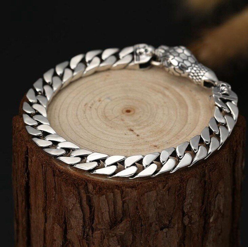 Men and Women Punk Vintage Metal Survival Snake Bone Smooth Bracelet Jewelry