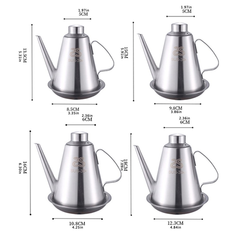 Top 304 Rvs Olieman Kan Waterdicht Soja Olie Fles Saus Pot Pot Keuken Benodigdheden Kruiden Flessen