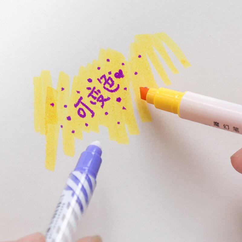 2 Head Pen Pen Highlighter Cover Drawing Change Color Cute Pen Student Diy Christmas Card Stationery School Supply