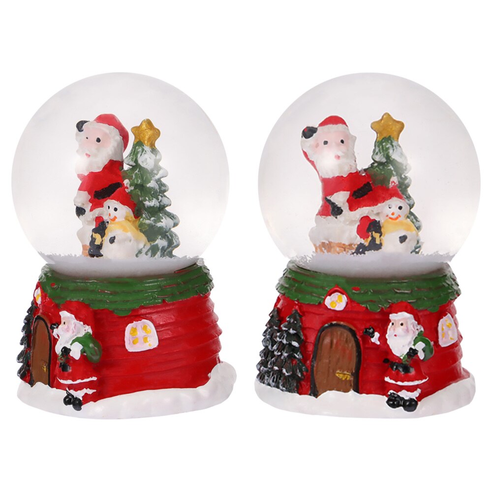 2Pcs Snow Globes Festive Snow Globes Crystal Ball Desktop Ornament for Christmas