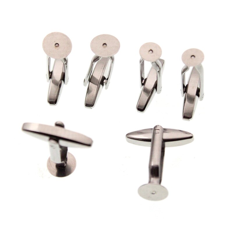 6pcs (No Fading) Stainless Steel Cufflinks Findings Cabochon Blank Base Fit 6 8 10 12 mm Jewelry Making Accessories